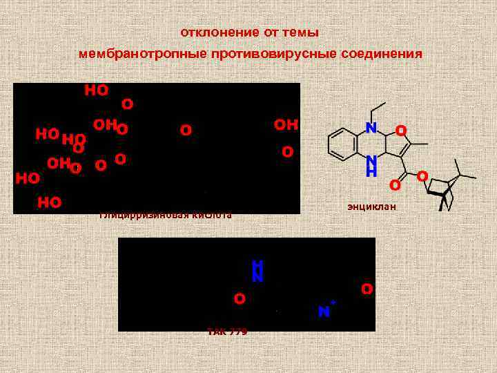 отклонение от темы мембранотропные противовирусные соединения глицирризиновая кислота TAK 779 энциклан 
