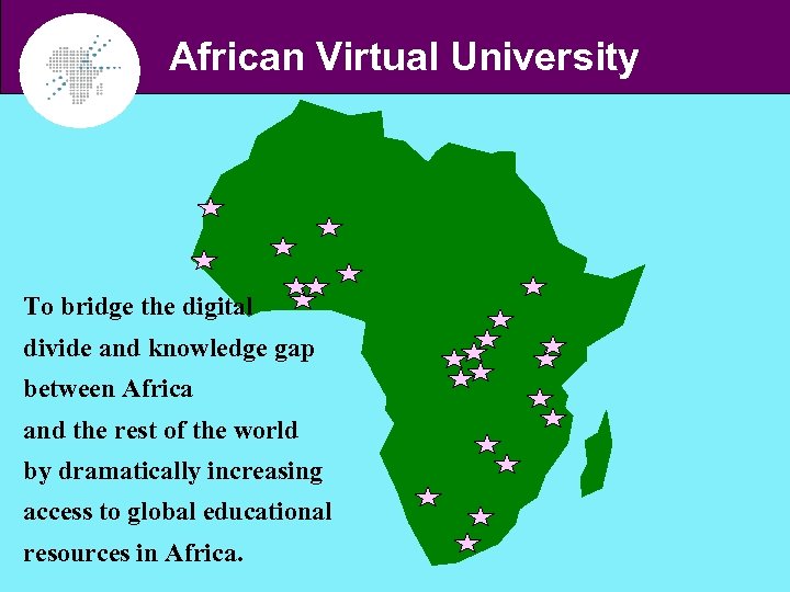 African Virtual University To bridge the digital divide and knowledge gap between Africa and