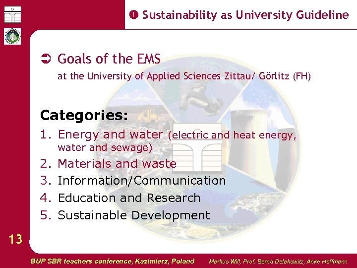  Sustainability as University Guideline Goals of the EMS at the University of Applied