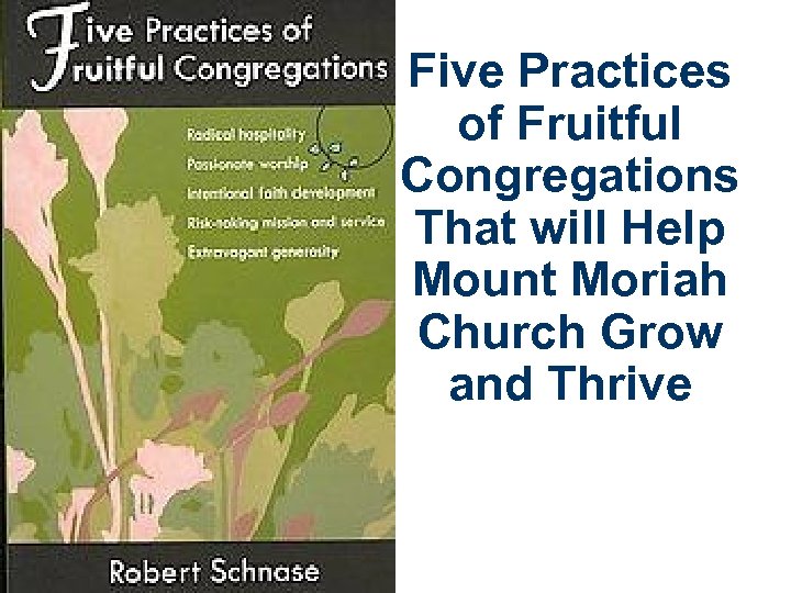 Five Practices of Fruitful Congregations That will Help Mount Moriah Church Grow and Thrive