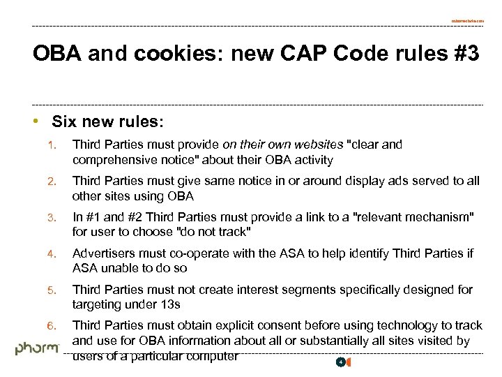 osborneclarke. com OBA and cookies: new CAP Code rules #3 • Six new rules: