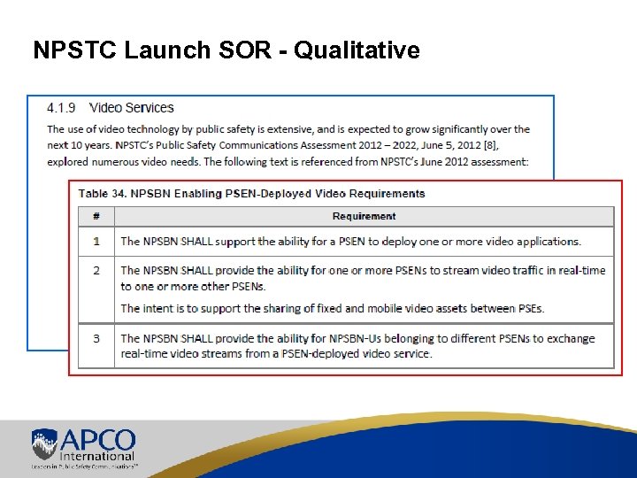 NPSTC Launch SOR - Qualitative 