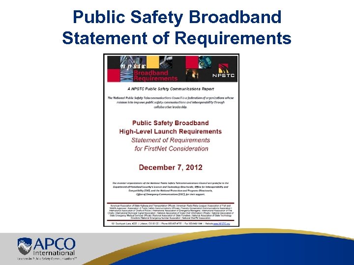 Public Safety Broadband Statement of Requirements 