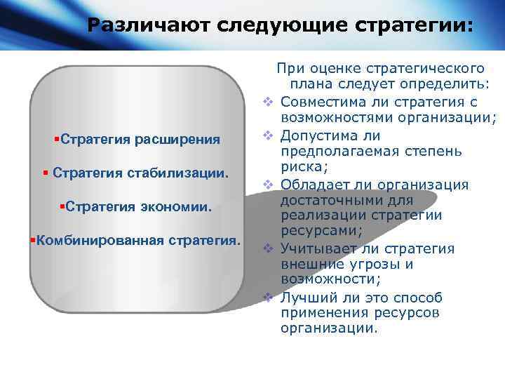Различают следующие стратегии: §Стратегия расширения § Стратегия стабилизации. §Стратегия экономии. §Комбинированная стратегия. www. themegallery.