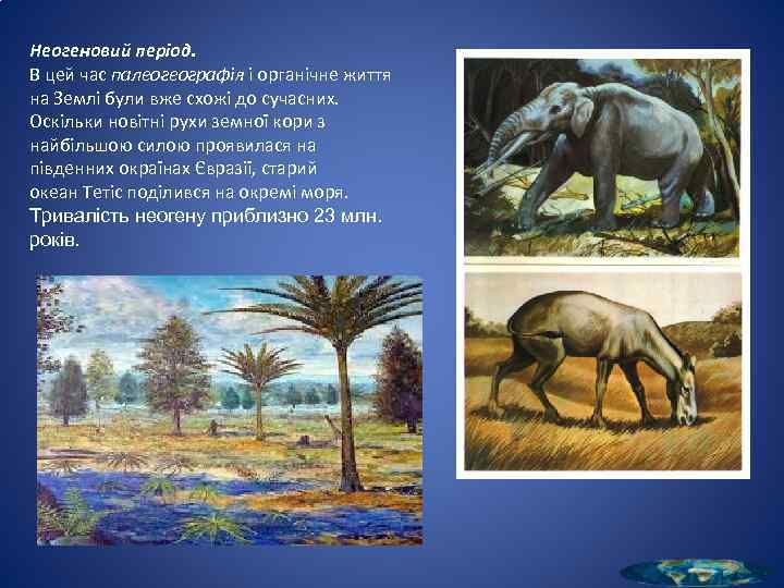 Неогеновий період. В цей час палеогеографія і органічне життя на Землі були вже схожі