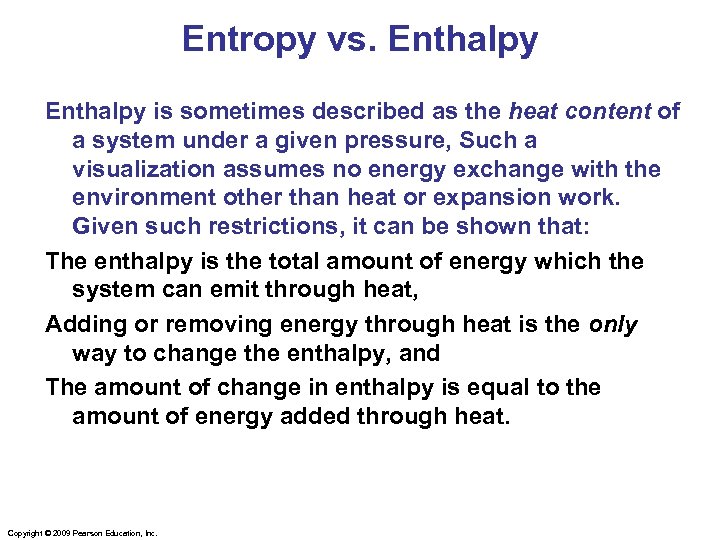 entropy vs enthalpy