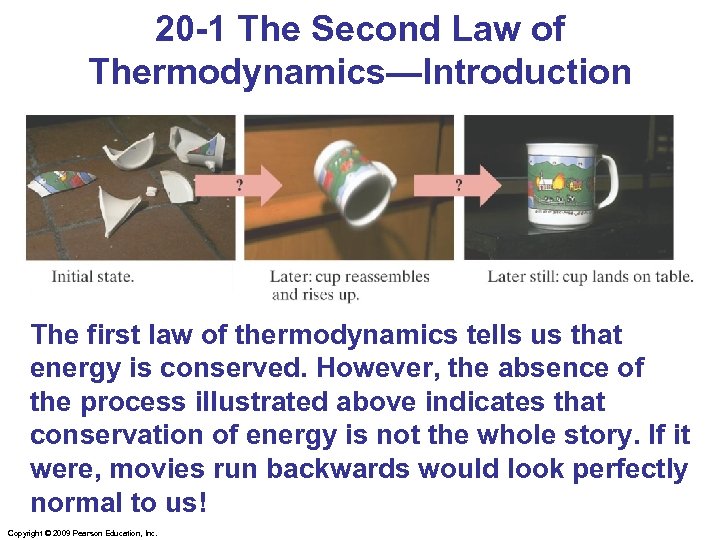 20 -1 The Second Law of Thermodynamics—Introduction The first law of thermodynamics tells us