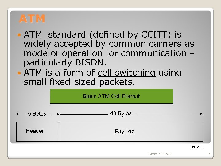 ATM standard (defined by CCITT) is widely accepted by common carriers as mode of