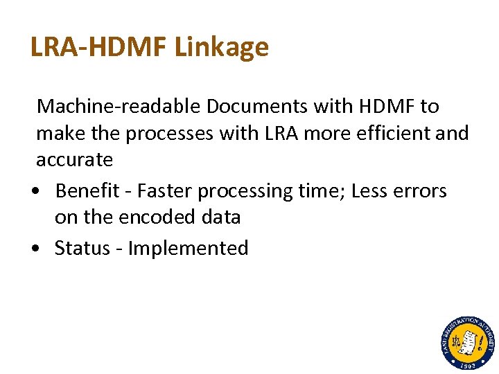 LRA-HDMF Linkage Machine-readable Documents with HDMF to make the processes with LRA more efficient