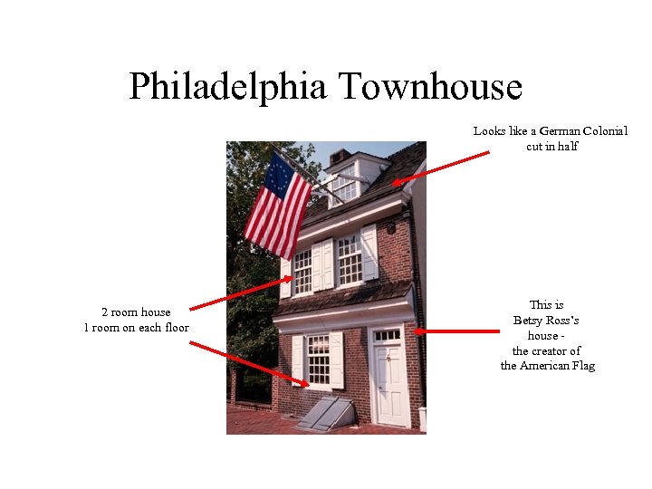 Philadelphia Townhouse Looks like a German Colonial cut in half 2 room house 1