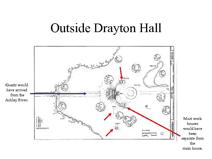 Outside Drayton Hall Guests would have arrived from the Ashley River. Most work houses