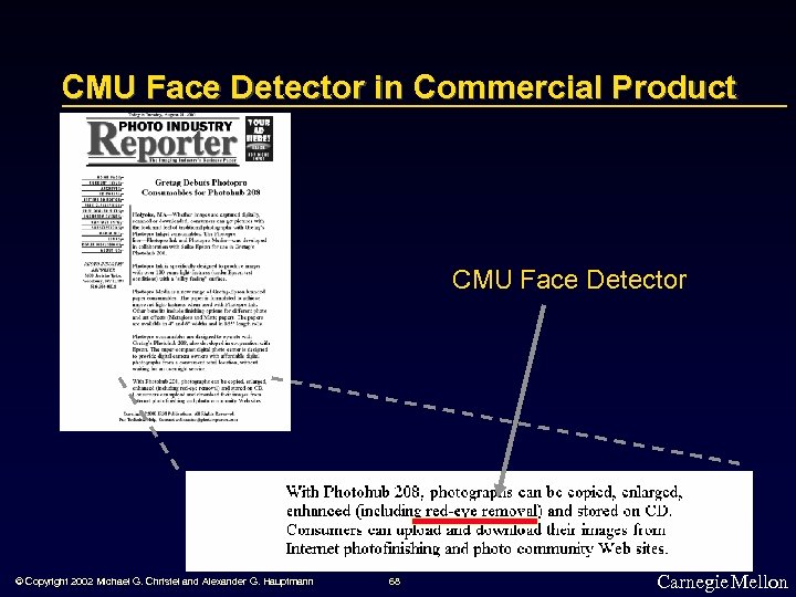 CMU Face Detector in Commercial Product CMU Face Detector © Copyright 2002 Michael G.