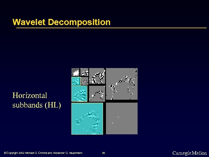Wavelet Decomposition Horizontal subbands (HL) © Copyright 2002 Michael G. Christel and Alexander G.
