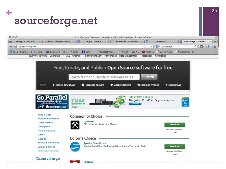 + 20 sourceforge. net 