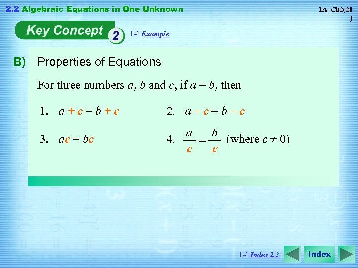 2. 2 Algebraic Equations in One Unknown 1 A_Ch 2(20 ) + Example B)