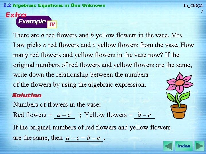 2. 2 Algebraic Equations in One Unknown 1 A_Ch 2(21 ) There a red