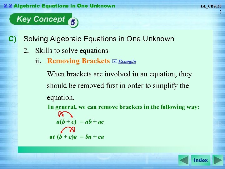 2. 2 Algebraic Equations in One Unknown 1 A_Ch 2(25 ) C) Solving Algebraic