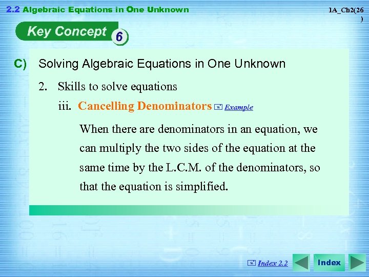 2. 2 Algebraic Equations in One Unknown 1 A_Ch 2(26 ) C) Solving Algebraic