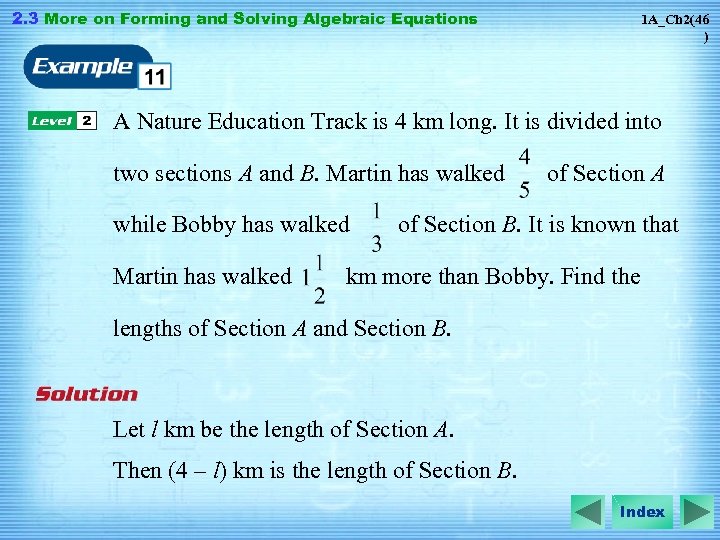 2. 3 More on Forming and Solving Algebraic Equations 1 A_Ch 2(46 ) A