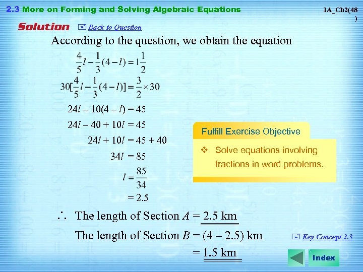 2. 3 More on Forming and Solving Algebraic Equations 1 A_Ch 2(48 ) +
