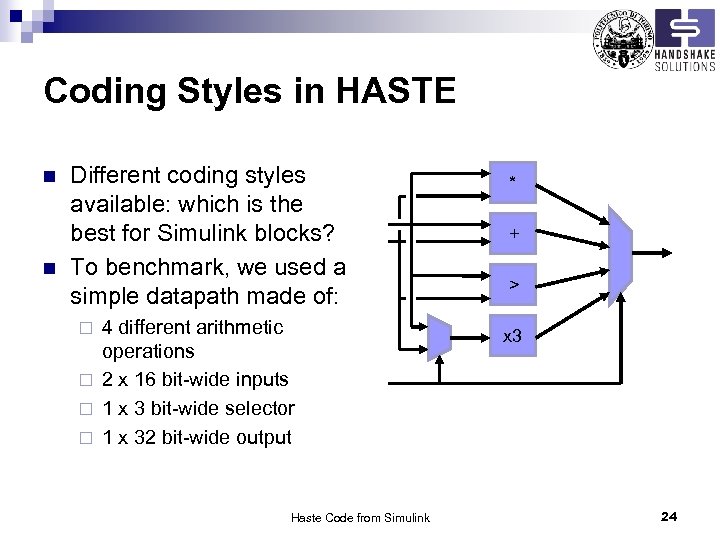 Coding Styles in HASTE n n Different coding styles available: which is the best