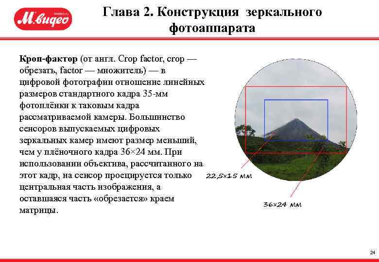 Глава 2. Конструкция зеркального фотоаппарата Кроп-фактор (от англ. Crop factor, crop — обрезать, factor