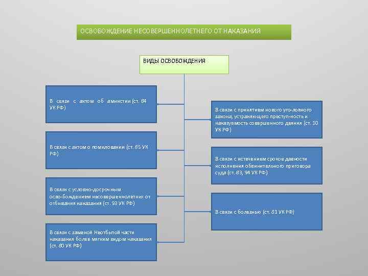 ОСВОБОЖДЕНИЕ НЕСОВЕРШЕННОЛЕТНЕГО ОТ НАКАЗАНИЯ ВИДЫ ОСВОБОЖДЕНИЯ В связи с актом об амнистии (ст. 84
