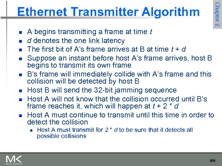 n n n n Chapter 2 Ethernet Transmitter Algorithm A begins transmitting a frame