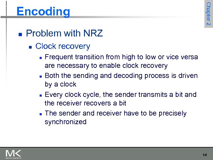 n Chapter 2 Encoding Problem with NRZ n Clock recovery n n Frequent transition