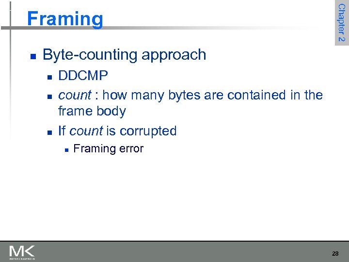 n Chapter 2 Framing Byte-counting approach n n n DDCMP count : how many