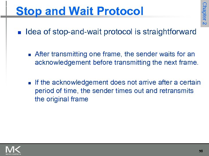 Chapter 2 Stop and Wait Protocol n Idea of stop-and-wait protocol is straightforward n