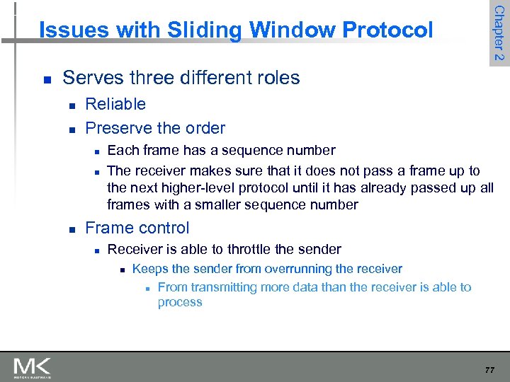 n Chapter 2 Issues with Sliding Window Protocol Serves three different roles n n