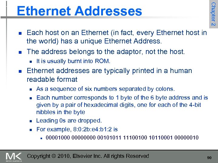 Chapter 2 Ethernet Addresses n n Each host on an Ethernet (in fact, every