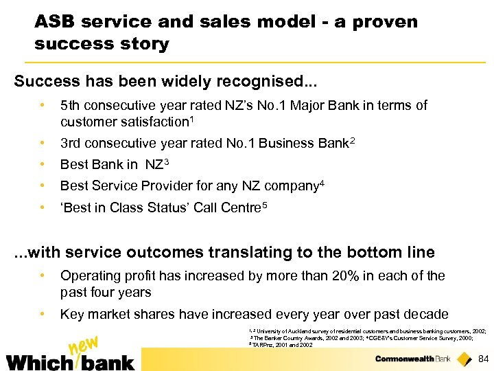 ASB service and sales model - a proven success story Success has been widely