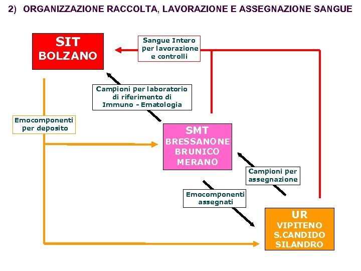 2) ORGANIZZAZIONE RACCOLTA, LAVORAZIONE E ASSEGNAZIONE SANGUE SIT BOLZANO Sangue Intero per lavorazione e
