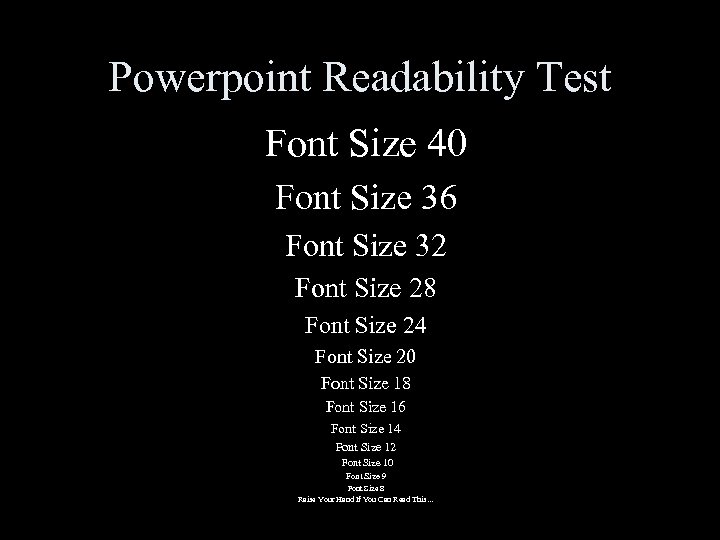 Powerpoint Readability Test Font Size 40 Font Size 36 Font Size 32 Font Size