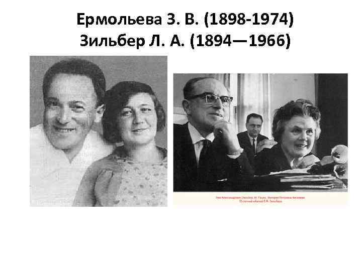 Ермольева З. В. (1898 -1974) Зильбер Л. А. (1894— 1966) 