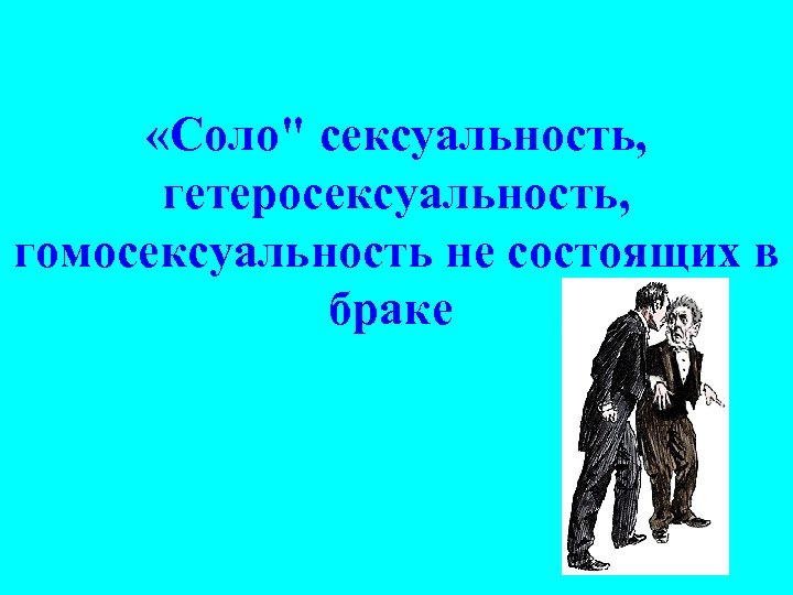  «Соло" сексуальность, гетеросексуальность, гомосексуальность не состоящих в браке 