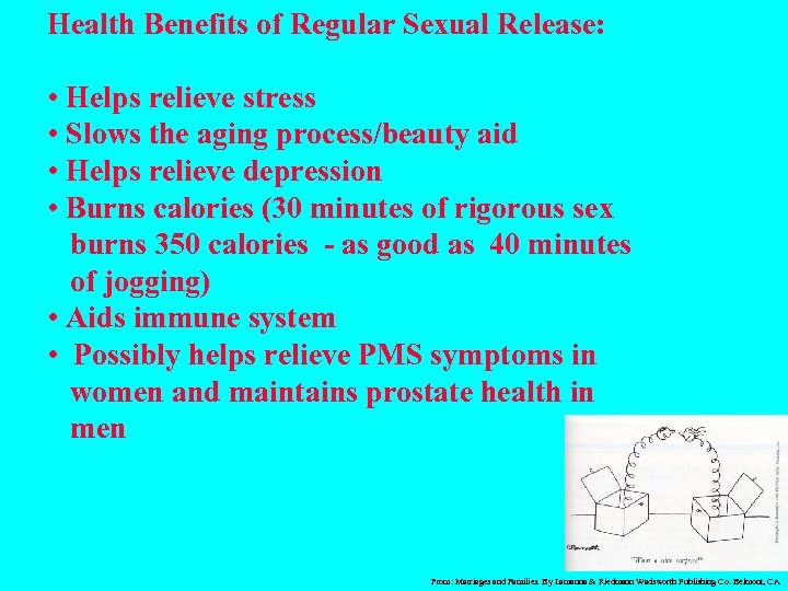 Health Benefits of Regular Sexual Release: • Helps relieve stress • Slows the aging