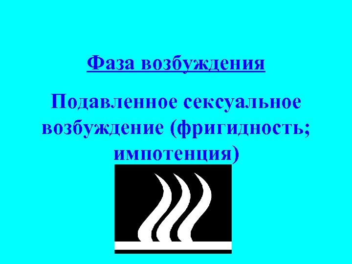 Фаза возбуждения Подавленное сексуальное возбуждение (фригидность; импотенция) 