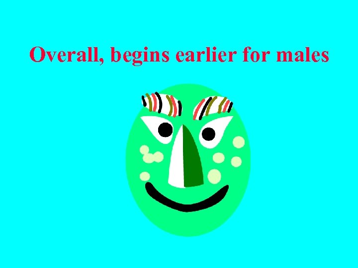 Overall, begins earlier for males 