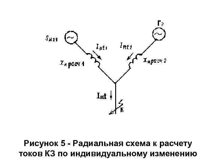 Рисунок 5 - Радиальная схема к расчету токов КЗ по индивидуальному изменению 