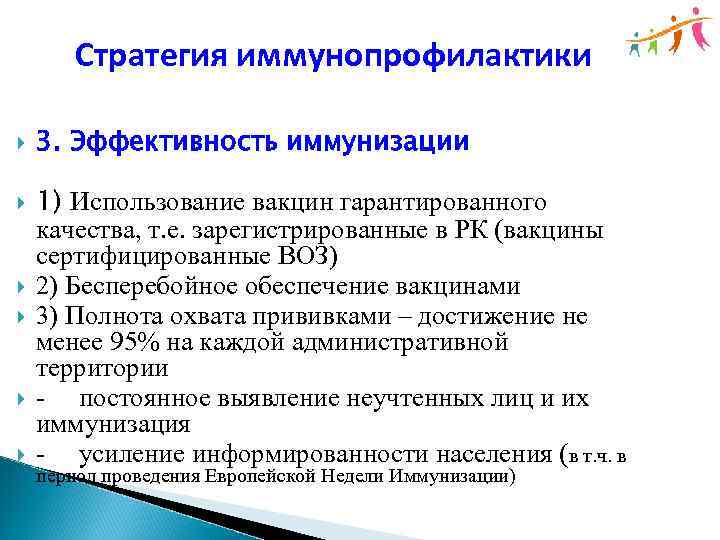 Стратегия иммунопрофилактики 3. Эффективность иммунизации 1) Использование вакцин гарантированного качества, т. е. зарегистрированные в