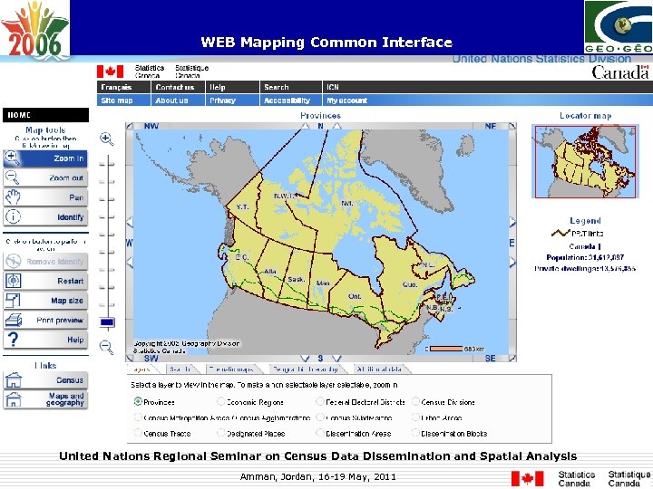 WEB Mapping Common Interface United Nations Regional Seminar on Census Data Dissemination and Spatial