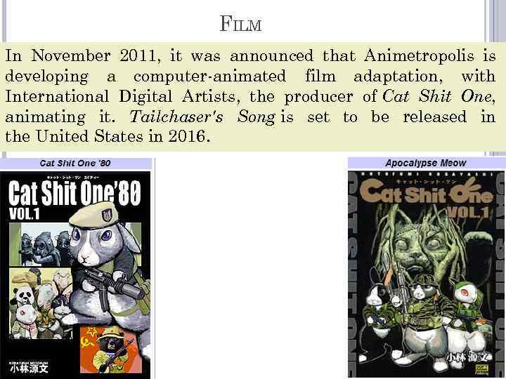 FILM In November 2011, it was announced that Animetropolis is developing a computer-animated film