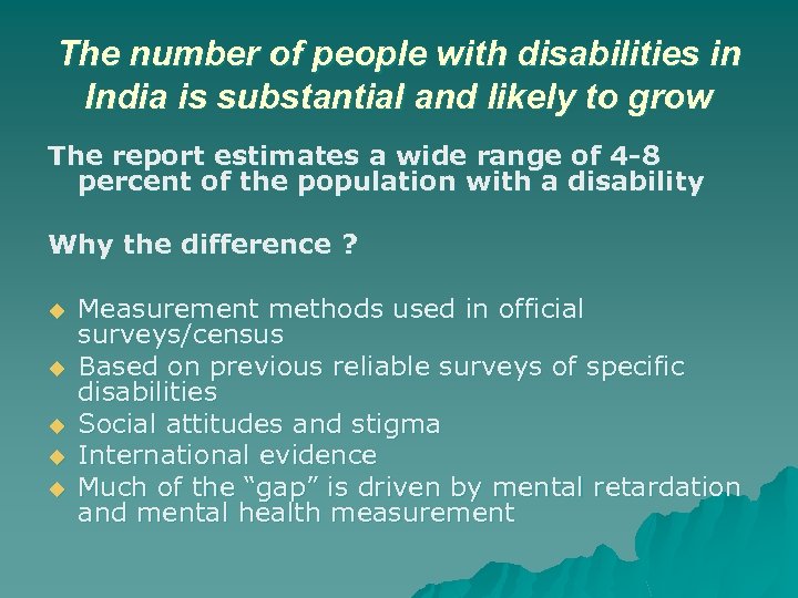 The number of people with disabilities in India is substantial and likely to grow