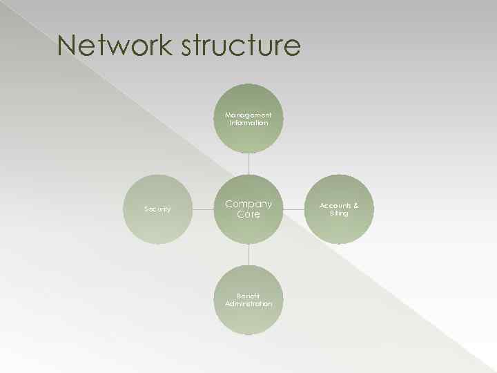 Network structure Management Information Security Company Core Benefit Administration Accounts & Billing 