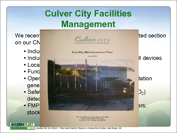 Culver City Facilities Management We recently updated our FMP to include a dedicated section