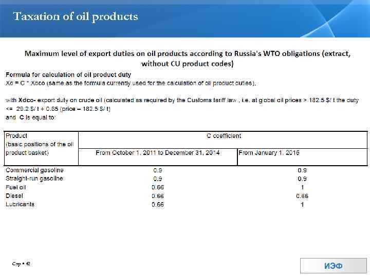 Taxation of oil products Стр 42 ИЭФ 