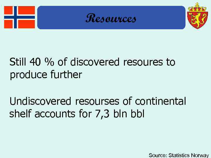 Resources Still 40 % of discovered resoures to produce further Undiscovered resourses of continental